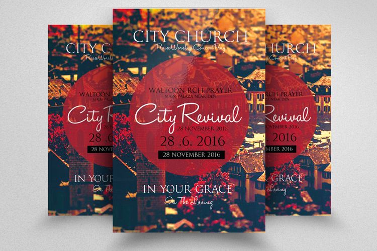 City Revival Church Flyer Template
