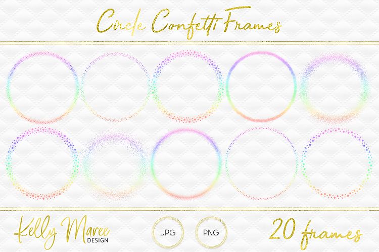 Pastel Rainbow Circle Confetti Frames