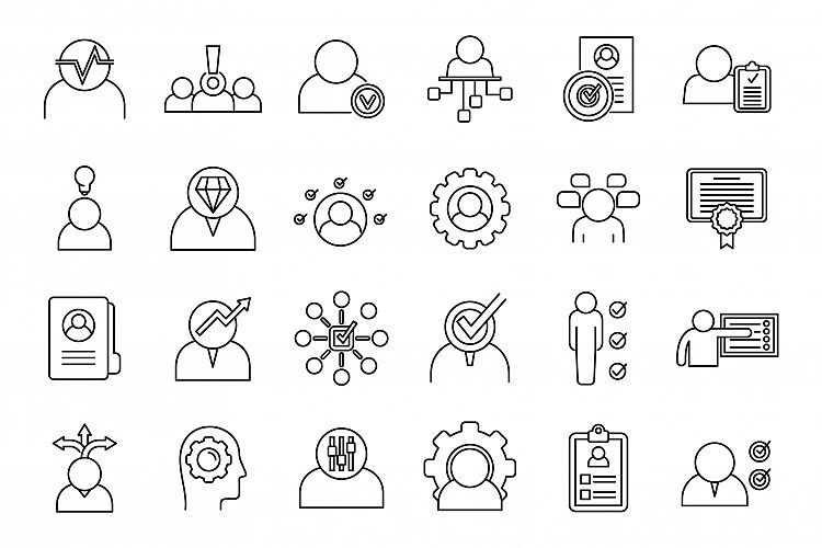 Career personal traits icons set, outline style example image 1
