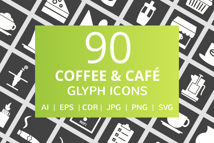 90 Coffee   Cafe Glyph Inverted Icons