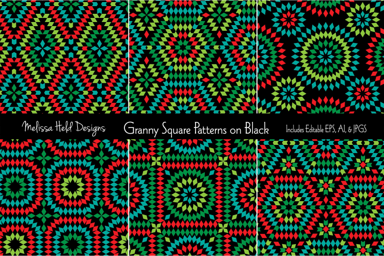 Granny Square Patterns on Black
