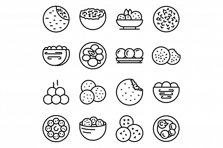 Falafel icons set, outline style example image 1