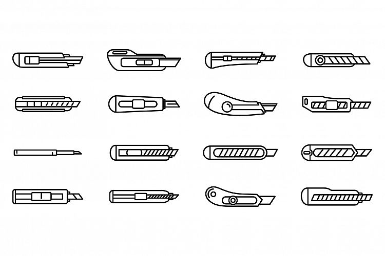 Home cutter icons set, outline style example image 1