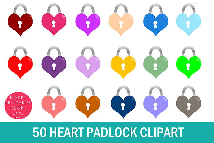50 Heart Padlock Clipart- Padlock and Key Clipart