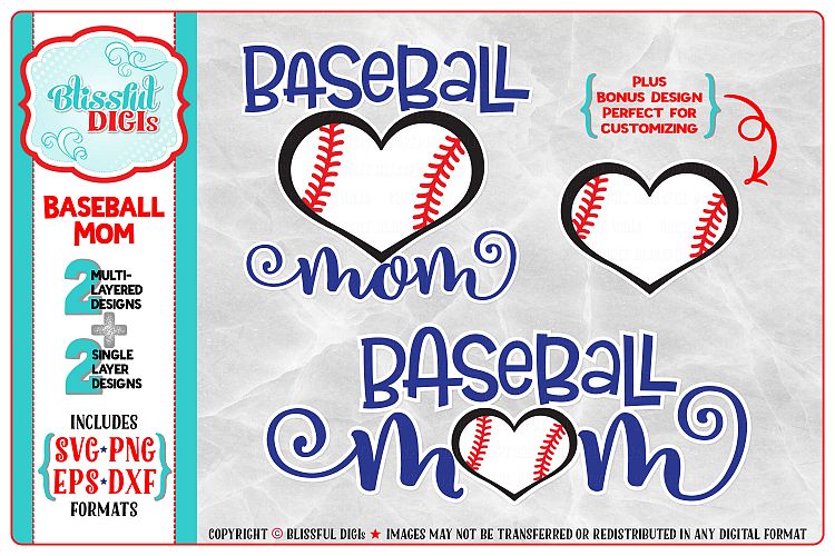 Baseball Mom - Vector Cut Files - SVG, DXF, EPS, PNG
