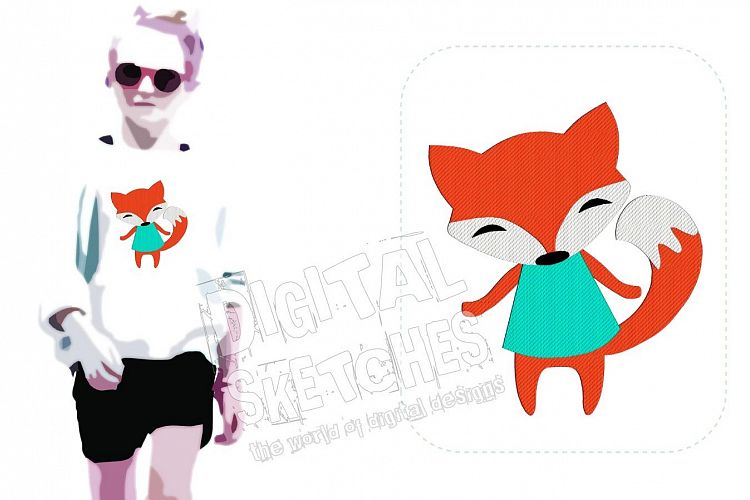 Fox Embroidery Design 4 Sizes