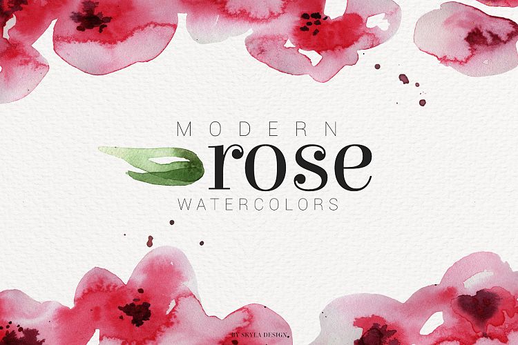 Modern Rose watercolor flower clipart