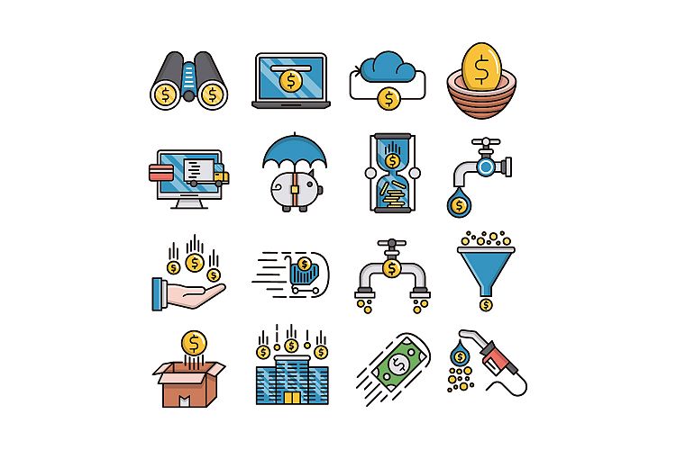 Money flow icons set