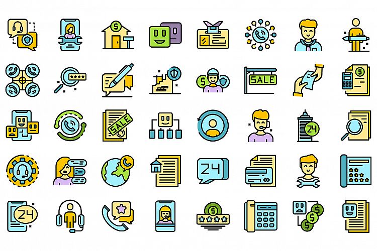 Agent icons set vector flat example image 1