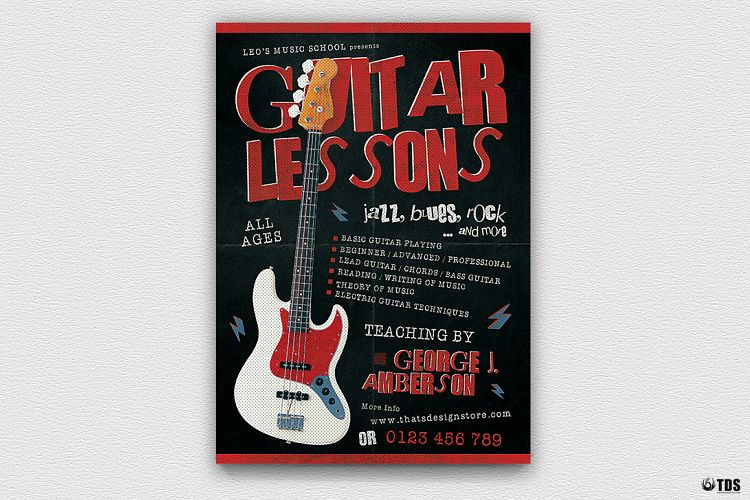 Guitar Lessons Flyer Template V2 example image 1