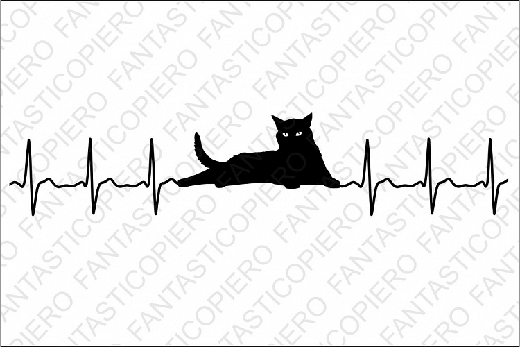 Cardio Cat SVG files for Silhouette Cameo and Cricut. Vet svg Veterinary Cat heartbeat clipart PNG included