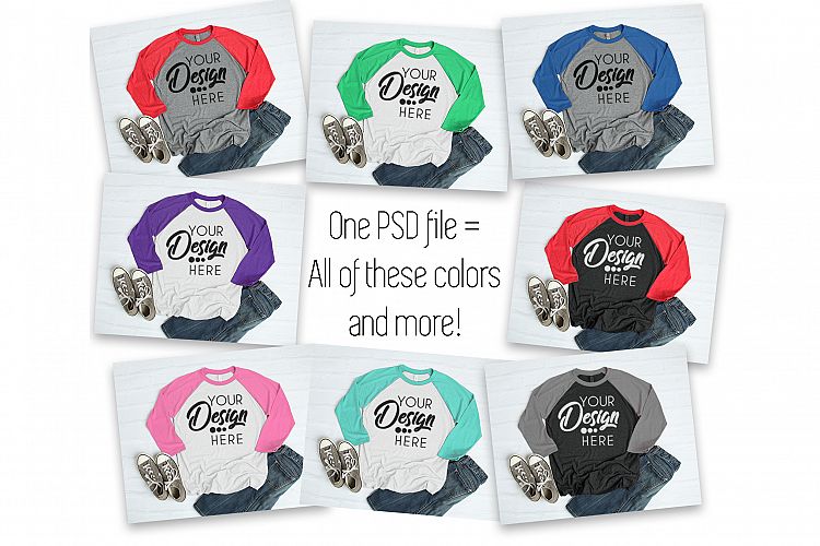 PSD Color Change Raglan Shirt Mockup Next Level 6051 Shirt