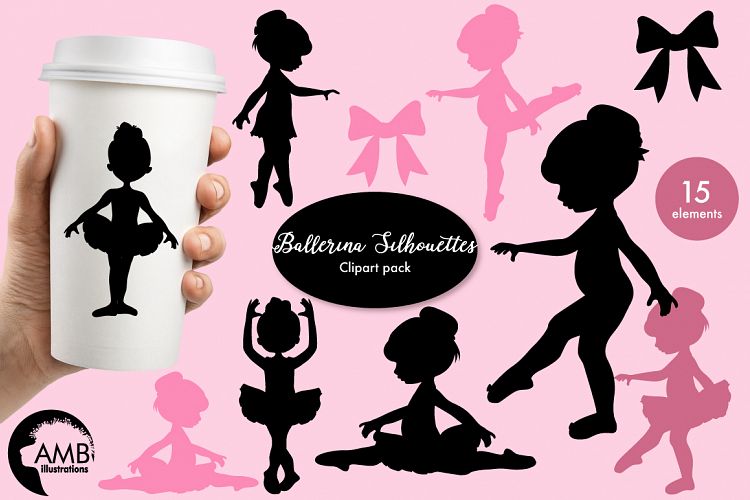 Ballerina silhouettes clipart, graphics, illustrations AMB-1584