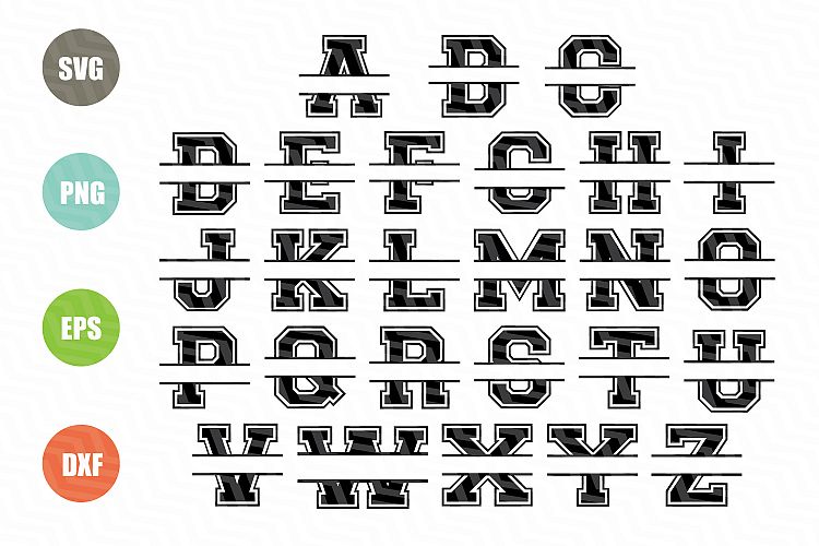 Download Varsity Split Font Svg, Full Alphabet + Numbers (51413) | SVGs | Design Bundles