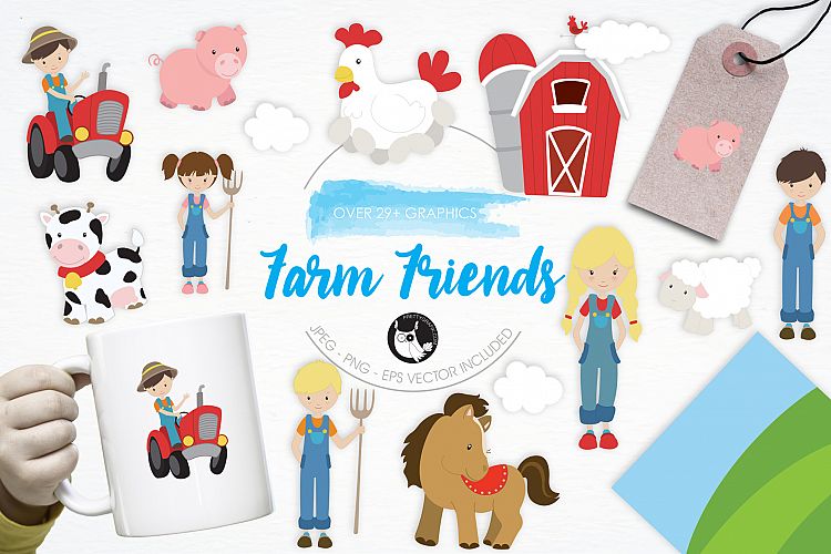 Farm Friends graphics and illustrations