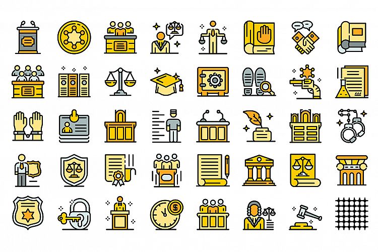 Prosecutor icons set line color vector example image 1