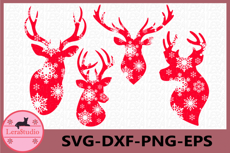 Deer Head Svg, Snowflake SVG, Merry Christmas, Antler SVG
