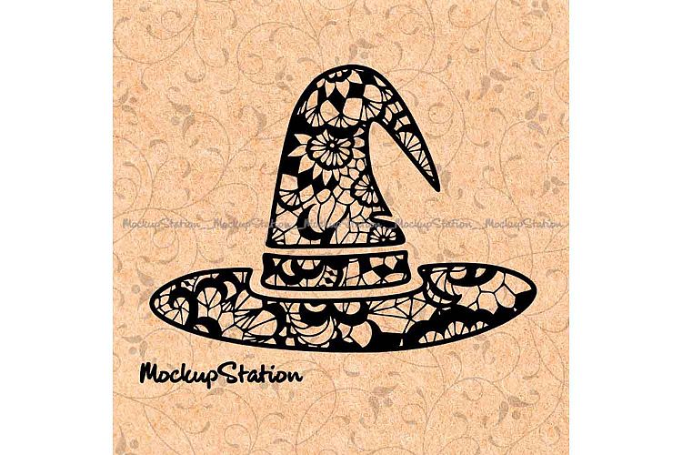 Witch Hat Floral Lace Mandala Halloween Home Decor svg png