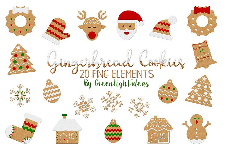 Christmas Gingerbead Cookies Clipart, Christmas Clip Art, Christmas Graphics