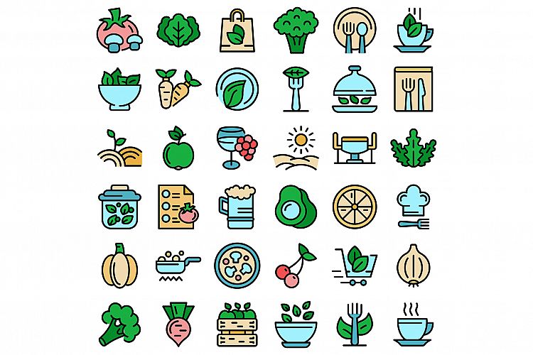 Organic restaurant icons set vector flat