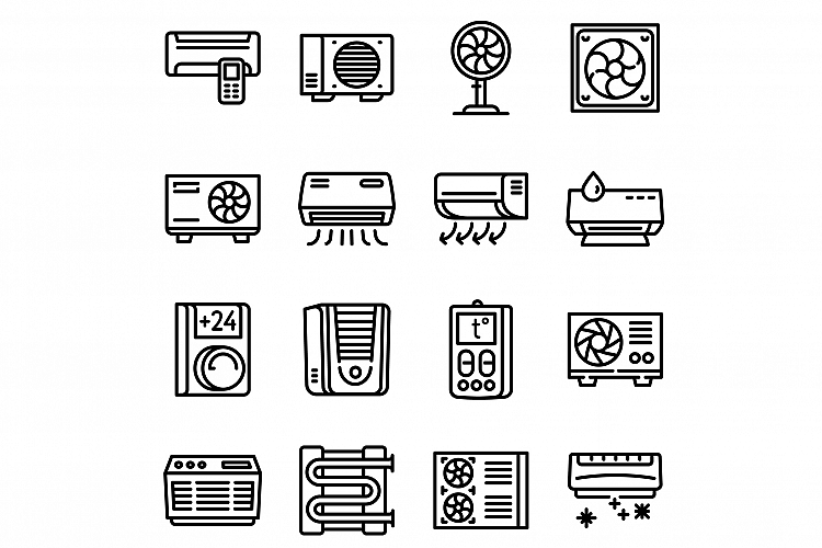 Conditioner icons set, outline style example image 1