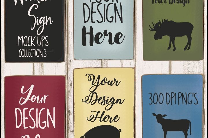 Wooden Sign Mock Ups Collection THREE