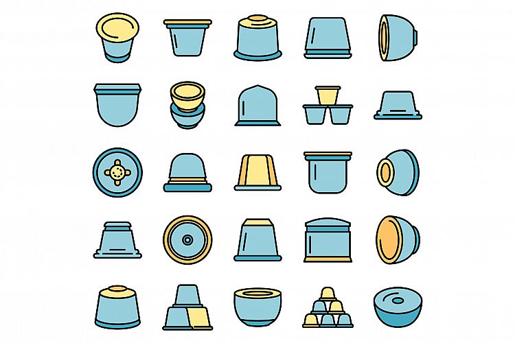 Capsule coffee icons set vector flat example image 1