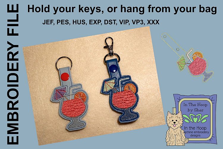 ITH Refreshing Drink Key Fob - Embroidery Design