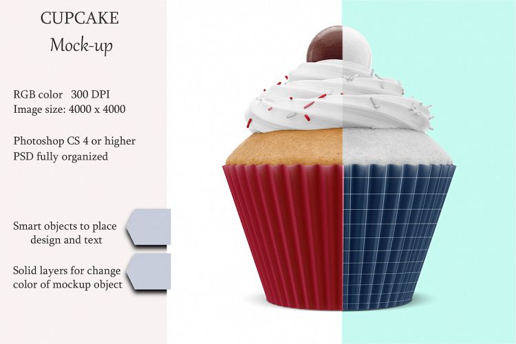 Download Cupcake mockup. Product place. PSD object mockup. (96628) | Mock Ups | Design Bundles