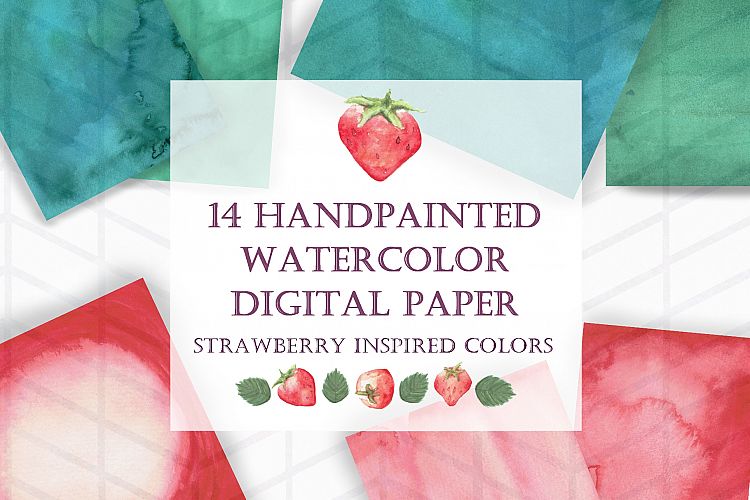 Red and Green Watercolor Digital Papers