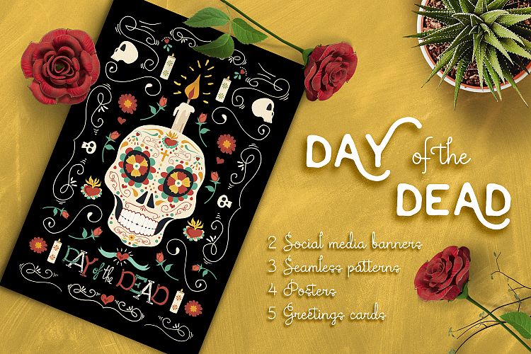 Hand Drawn Day of the Dead Set: skull party!