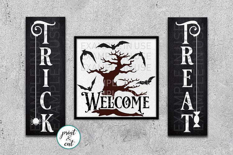 Trick or treat Welcome Halloween Halloween farmhouse sign