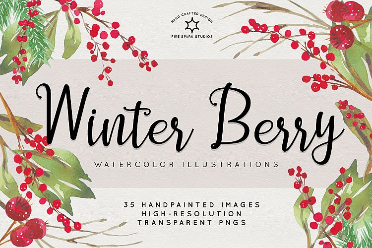 Winter Berry Watercolor Illustrations