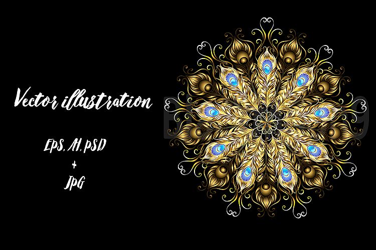 Mandala of the Golden Peacock Feathers