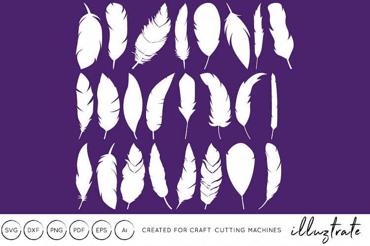 Feathers SVG Cut File - Clipart, DXF, PNG