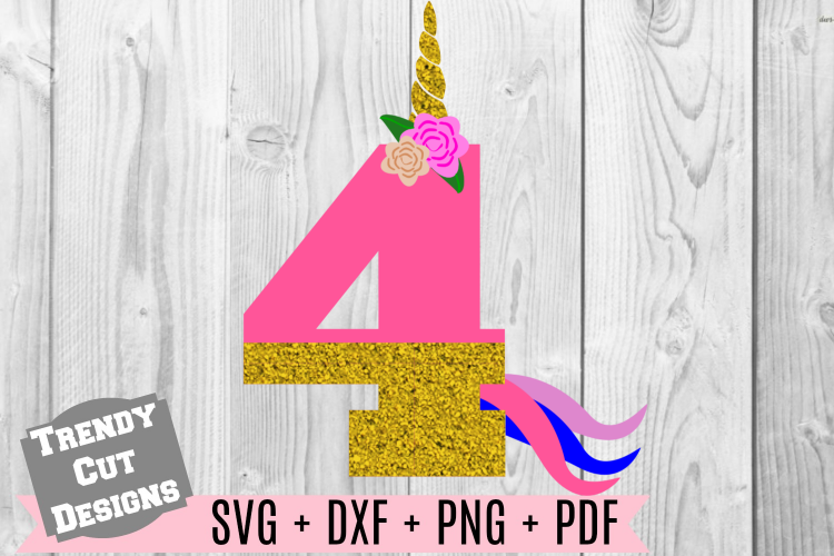 4th Unicorn Birthday SVG