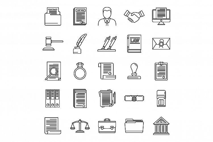 Legal notary icons set, outline style example image 1