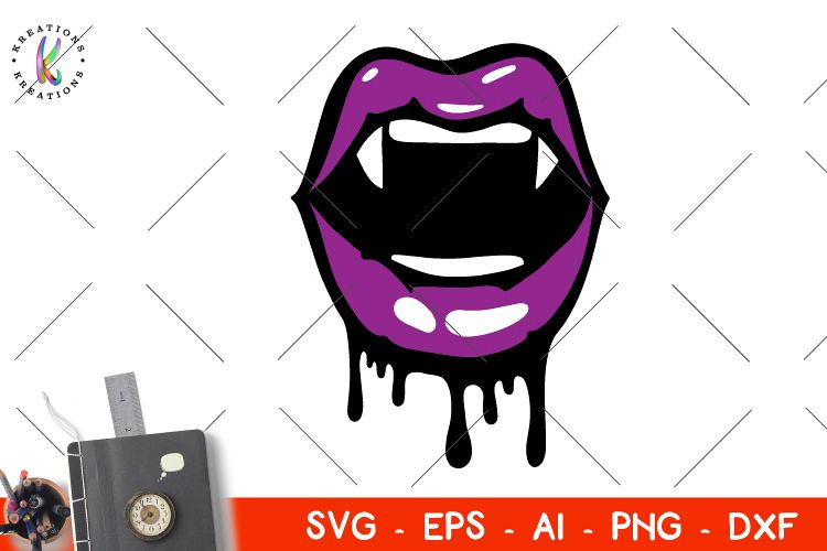 Lips fangs Vampire teeth svg Halloween svg Lips dripping