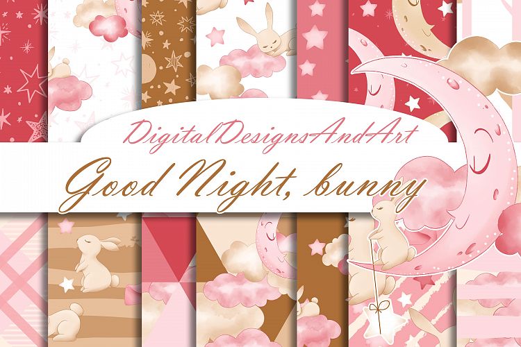 Good night bunny pattern in pink