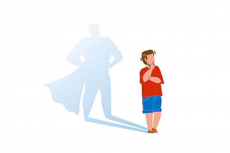 Boy Child Dreaming To Stay Brave Super Hero Vector example image 1