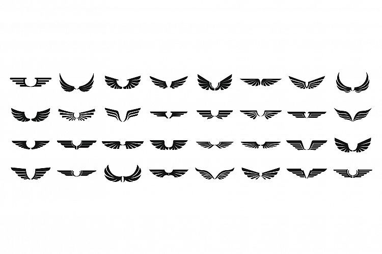 Wings icons set, simple style example image 1