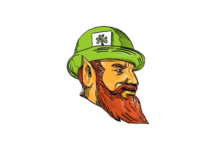 Leprechaun Head Side Drawing