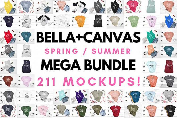 Bella Canvas T-Shirt Mockup Spring Summer Mega Bundle