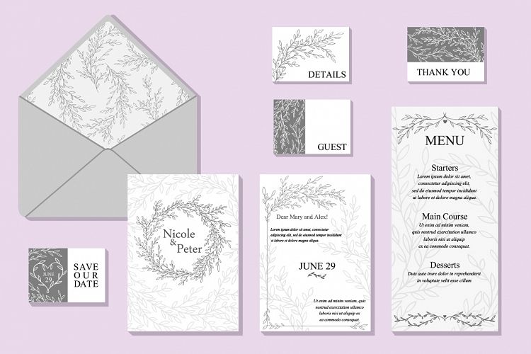 Wedding Vector Invitation Suite