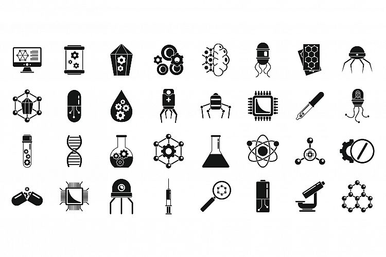 Nanotechnology lab icons set, simple style example image 1