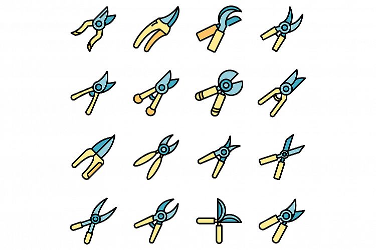 Secateurs icons set vector flat example image 1