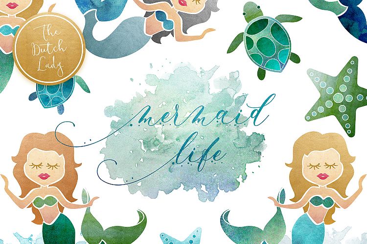 Mermaid & Sealife Clipart Set