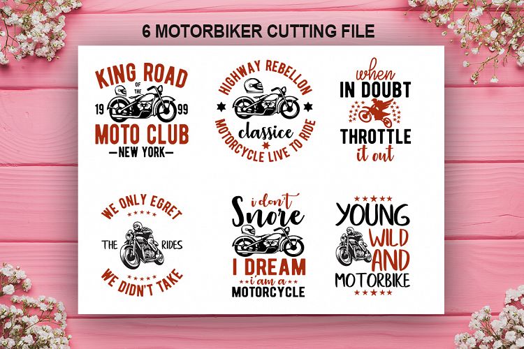 6 Motorbike Quotes SVG Design Bundle Vol 1