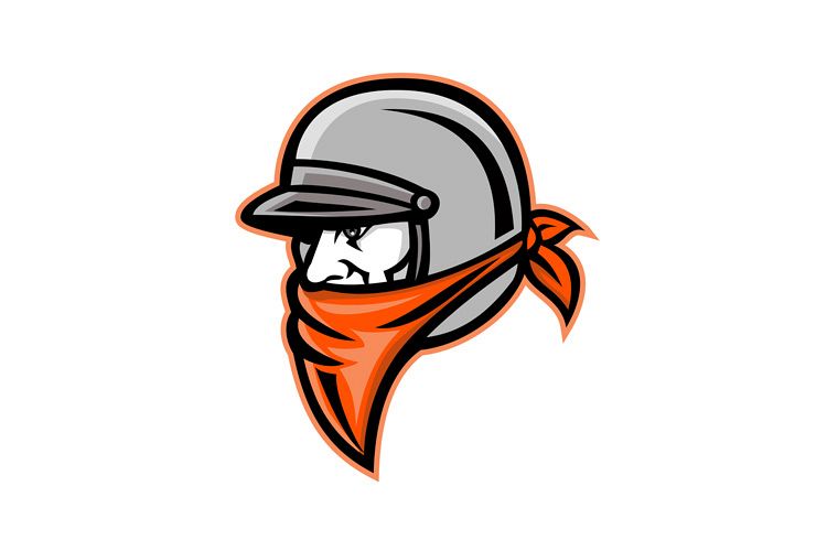 Biker Wearing Bandanna Mascot