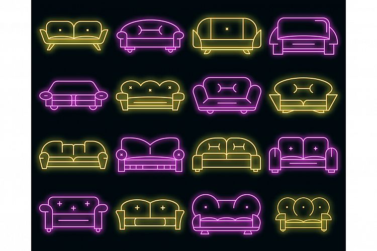 Sofa icon set vector neon example image 1